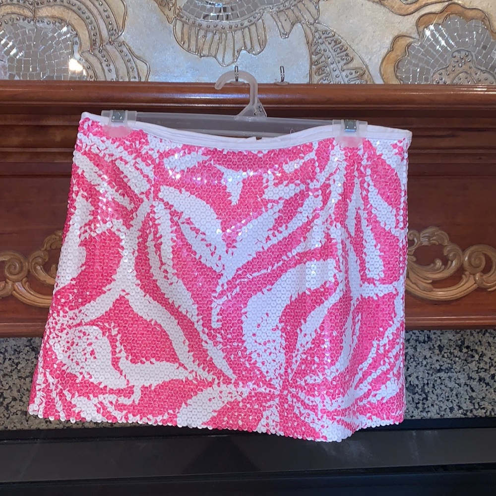 Women’s Lily Pulitzer Mini Skirt, Pink and White, Never Worn, Size 2